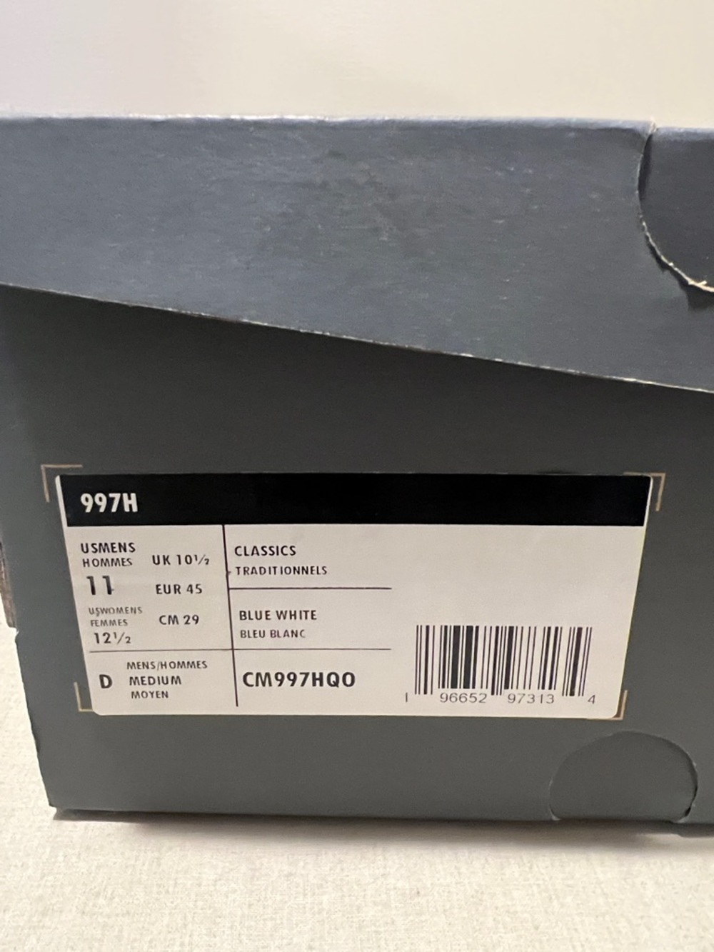 New Balance 997H Box Label - Blue & White
